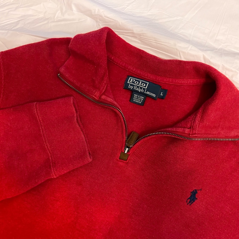Polo Ralph Lauren Men’s Red 1/4 Zip Cotton Pullover